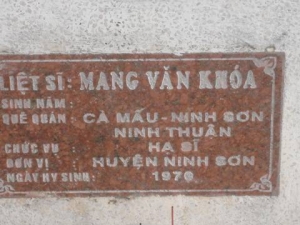 Nhắn tìm thân nhân liệt sỹ  Mang Văn Khóa