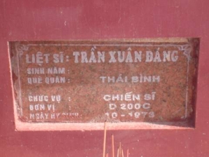Nhắn tìm thân nhân liệt sỹ Trần Xuân Đáng