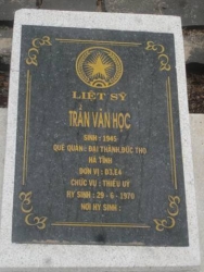 Nhắn tìm thân nhân liệt sỹ Trần Văn Học