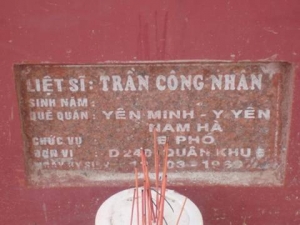 Nhắn tìm thân nhân liệt sỹ Trần Công Nhân