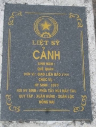 Nhắn tìm thân nhân liệt sỹ Cảnh