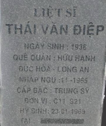 Tìm thân nhân liệt sĩ Thái Văn Điệp