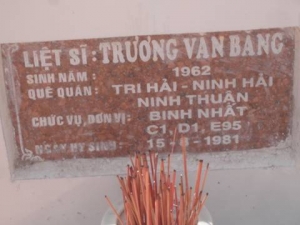Nhắn tìm thân nhân liệt sỹ Trương Văn Bằng