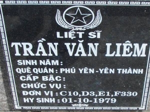Nhắn tìm thân nhân liệt sỹ  Trần Văn Liêm