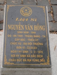 Nhắn Tìm Thân Nhân Liệt Sỹ Nguyễn Văn Hồng