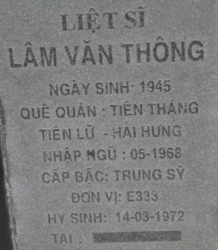 Tìm thân nhân liệt sĩ Lâm Văn Thông
