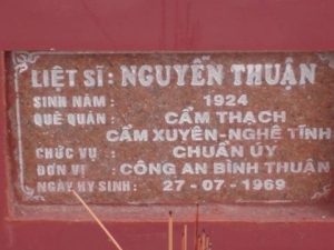 Nhắn tìm thân nhân liệt sỹ  Nguyễn Thuận