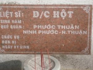 Nhắn tìm thân nhân liệt sỹ Hột