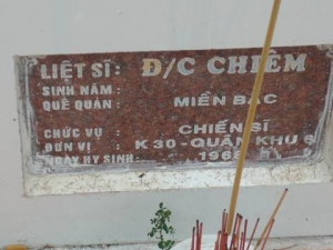 Nhắn tìm thân nhân liệt sỹ Chiêm