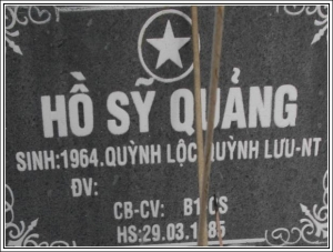 Nhắn tim thân nhân liệt sỹ Hồ Sỹ Quảng