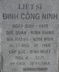 Tìm thân nhân liệt sĩ Đinh Công Ninh
