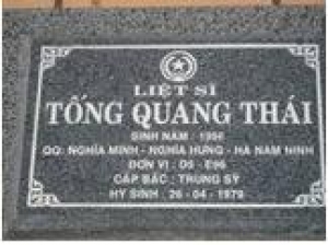 Tìm thân nhân liệt sĩ Tống Quang Thái