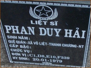 Nhắn tìm thân nhân liệt sỹ  Phan Duy Hải