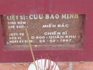 Nhắn tìm thân nhân liệt sỹ Cưu Bao Minh