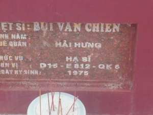 Nhắn tìm thân nhân liệt sỹ  Bùi Văn Chien