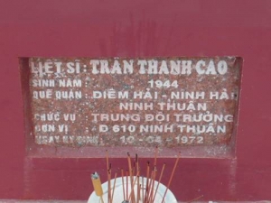 Nhắn tìm thân nhân liệt sỹ Trần Thanh Cao
