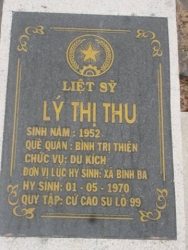 Nhắn tìm thân nhân liệt sĩ  Lý Thị Thu