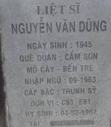 Tìm thân nhân liệt sĩ Nguyễn Văn Dũng