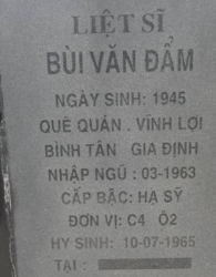 Tìm thân nhân liệt sĩ Bùi Văn Đẩm