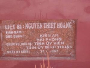 Nhắn tìm thân nhân liệt sỹ Nguyễn Thiết Hoang