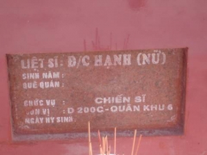 Nhắn tìm thân nhân liệt sĩ Hạnh