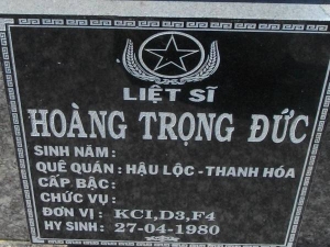 Nhắn tìm thân nhân liệt sỹ  Hoàng Trọng Đức