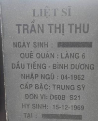 Tìm thân nhân liệt sĩ Trần Thị Thu