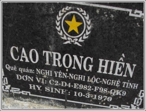 Nhắn tìm thân nhân liệt sỹ  Cao Trọng Hiền