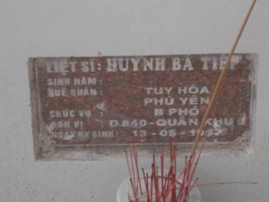 Nhắn tìm thân nhân liệt sỹ Huỳnh Bá Tiệp