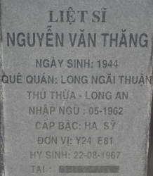 Tìm thân nhân liệt sĩ Nguyễn Văn Thăng