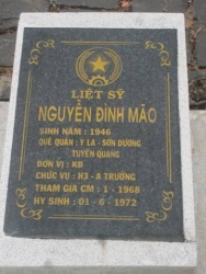 Nhắn tìm thân nhân liệt sỹ Nguyễn Đình Mão