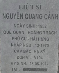 Tìm thân nhân liệt sĩ Nguyễn Quang Cảnh
