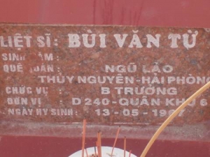 Nhắn tìm thân nhân liệt sỹ Bùi Văn Từ