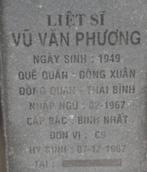 Tìm thân nhân liệt sĩ Vũ Văn Phương