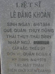 Tìm thân nhân liệt sĩ Lê Đăng Khoản