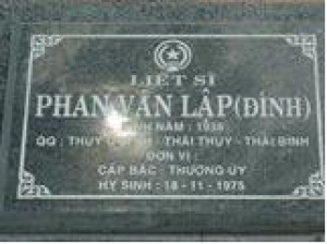 Tìm thân nhân liệt sĩ Phan Văn Lập hi sinh năm 1975