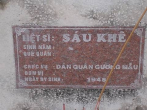 Nhắn tìm thân nhân liệt sĩ Sáu Khê