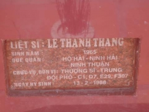 Nhắn tìm thân nhân liệt sỹ Lê Thanh Thang