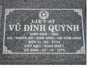 Tìm thân nhân liệt sĩ Vũ Đình Quynh hi sinh năm 1979