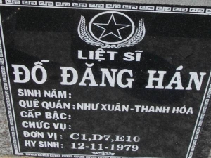 Nhắn tìm thân nhân liệt sỹ  Đỗ Đăng Hán