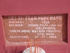 Nhắn tìm thân nhân liệt sỹ Phạm Ngọc Đang