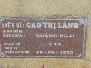 Nhắn tìm thân nhân liệt sỹ  Cao Thị Lành