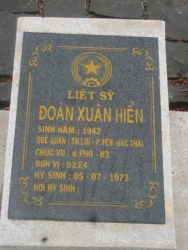 Nhắn tìm thân nhân liệt sỹ Đoàn Xuân Hiển