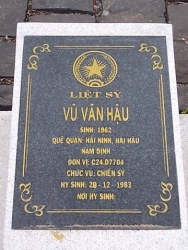 Nhắn tìm thân nhân liệt sỹ  Vũ Văn Hậu 