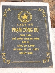 Nhắn tìm thân nhân liệt sỹ Phạm Công Đủ