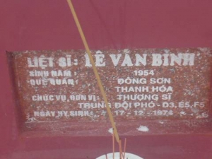 Nhắn tìm thân nhân liệt sỹ Lê Văn Bình