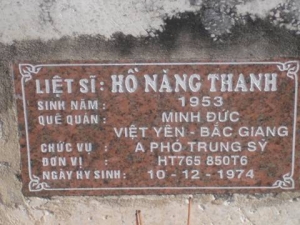 Nhắn tìm thân nhân liệt sỹ Hồ Năng Thanh