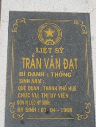 Nhắn tìm thân nhân liệt sĩ  Trần Văn Đạt (Thống)