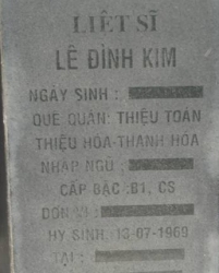 Tìm thân nhân liệt sĩ Lê Đình Kim