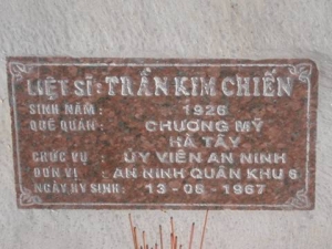 Nhắn tìm thân nhân liệt sỹ Trần Kim Chiến